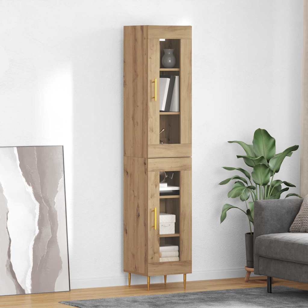 vidaXL Highboard 2 pcs Artisan Oak Γυαλί