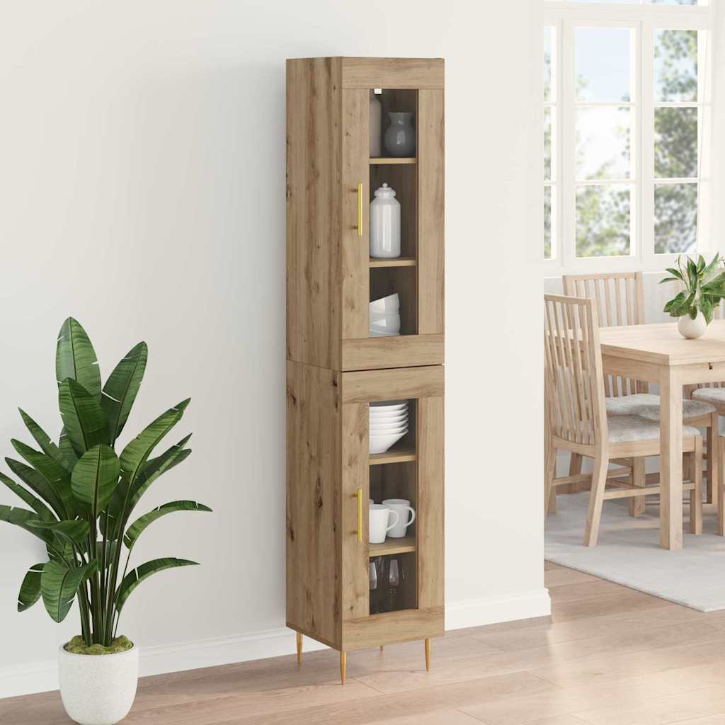 vidaXL Highboard 2 pcs Artisan Oak Γυαλί