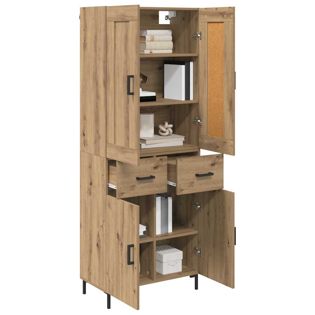 vidaXL Highboard με συρτάρι 2 pcs Artisan Oak Επεξεργασμένο ξύλο
