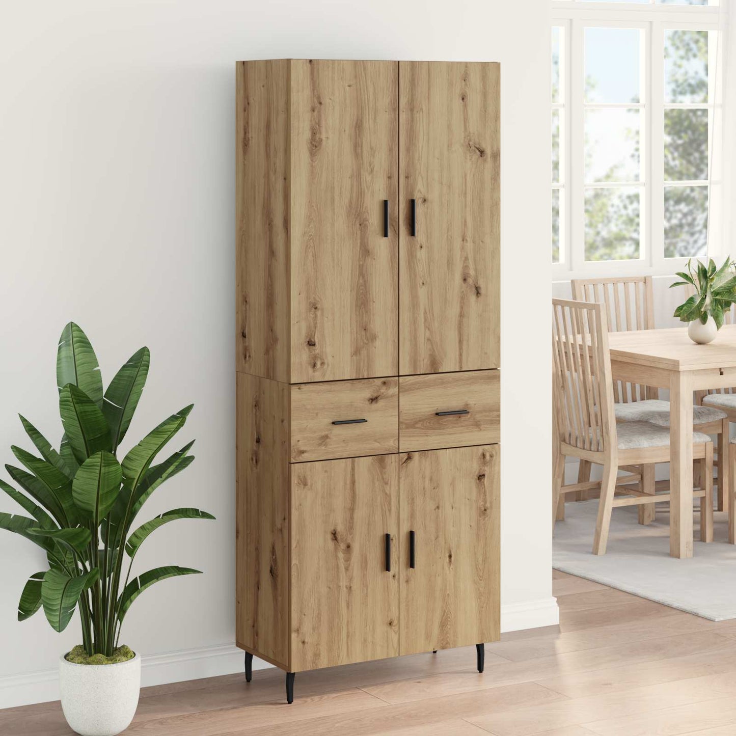 vidaXL Highboard με συρτάρι 2 pcs Artisan Oak Σύνθετο Ξύλο και Γυαλί