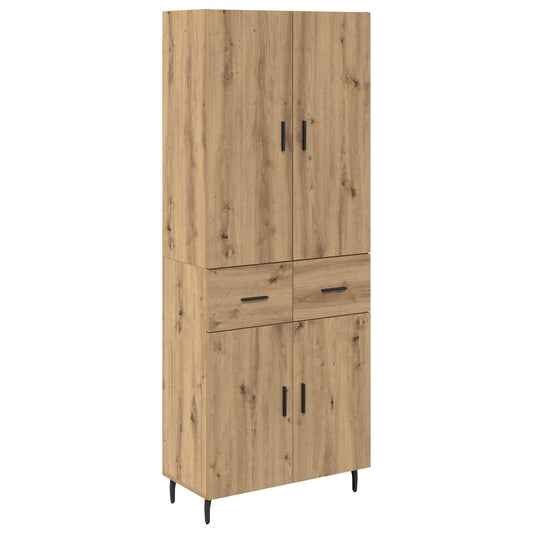 vidaXL Highboard με συρτάρι 2 pcs Artisan Oak Σύνθετο Ξύλο και Γυαλί