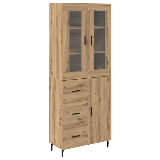 vidaXL Highboard με συρτάρι 2 pcs Artisan Oak Σύνθετο Ξύλο και Γυαλί