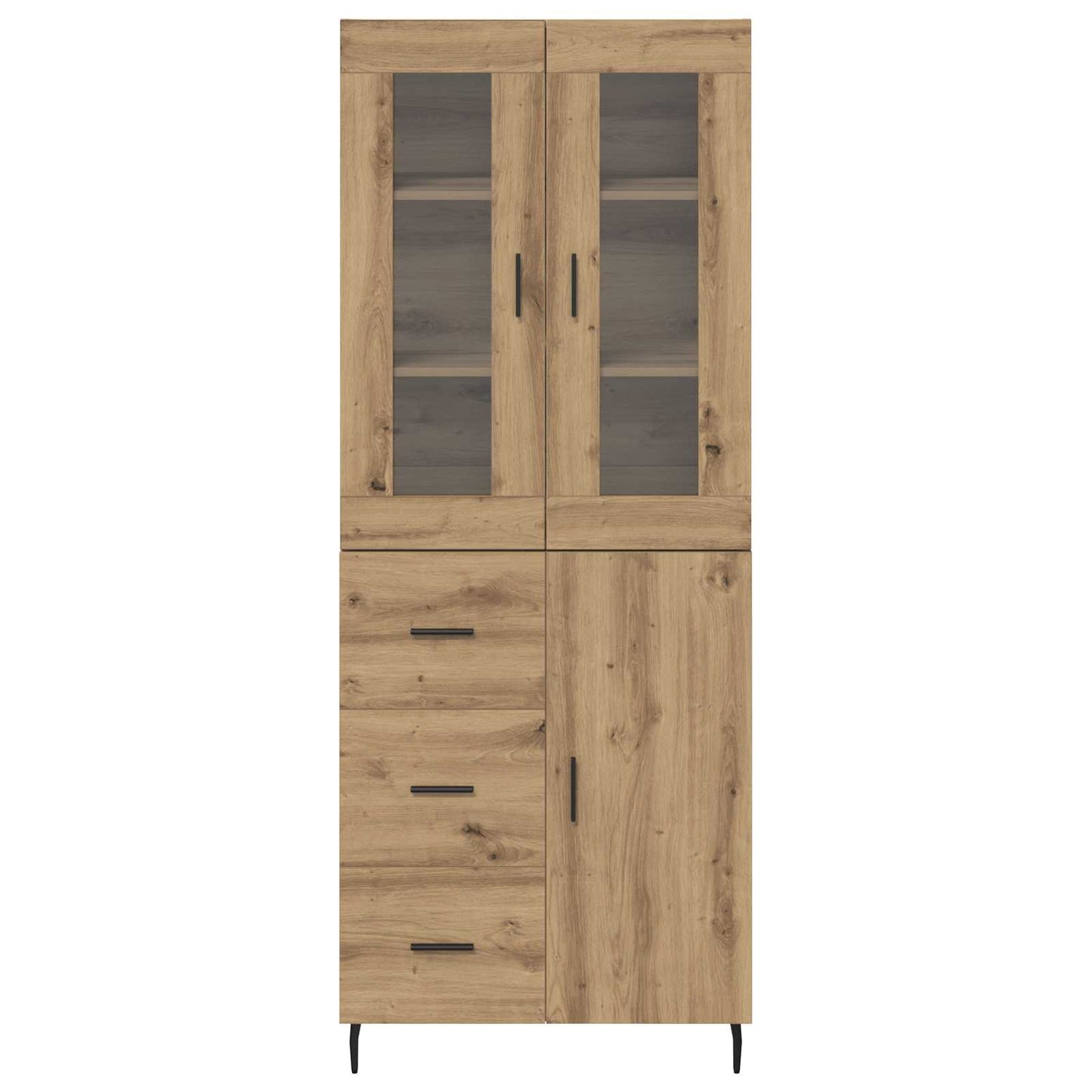 vidaXL Highboard με συρτάρι 2 pcs Artisan Oak Σύνθετο Ξύλο και Γυαλί