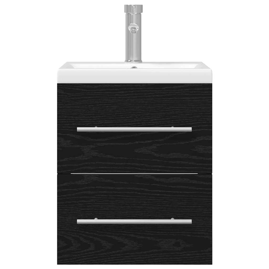 vidaXL Ντουλάπα Νιπτήρα Mπάνιου Επιτοίχιο Μαύρη Οξυά 41 x 38,5 x 48 cm