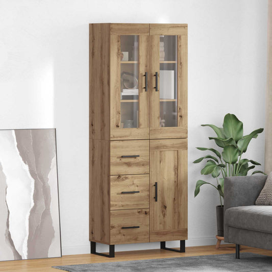 vidaXL Highboard με συρτάρι 2 pcs Artisan Oak Επεξεργασμένο ξύλο