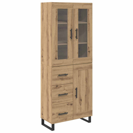 vidaXL Highboard με συρτάρι 2 pcs Artisan Oak Σύνθετο Ξύλο και Γυαλί