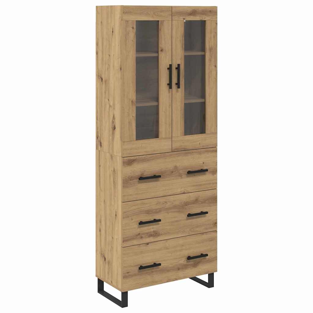 vidaXL Highboard με συρτάρι 2 pcs Artisan Oak Σύνθετο Ξύλο και Γυαλί