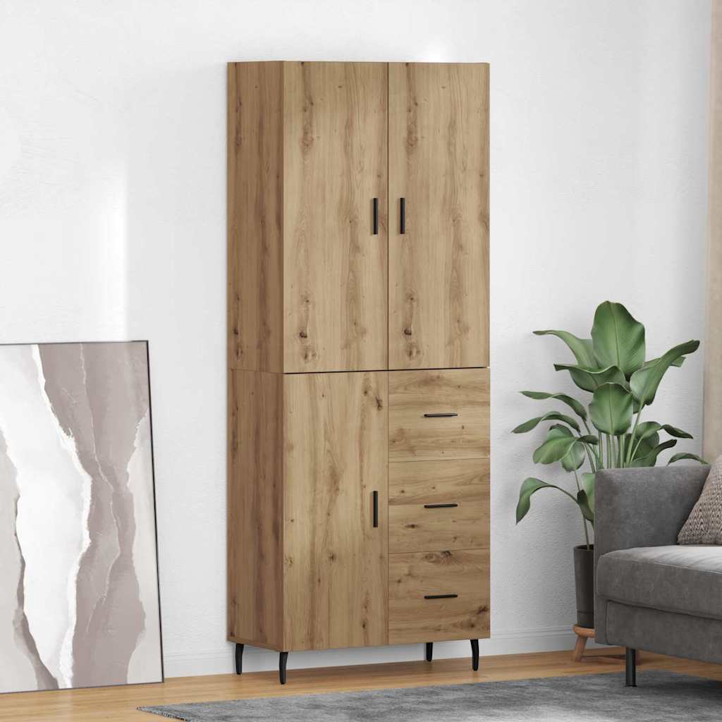 vidaXL Highboard με συρτάρι 2 pcs Artisan Oak Σύνθετο Ξύλο και Γυαλί