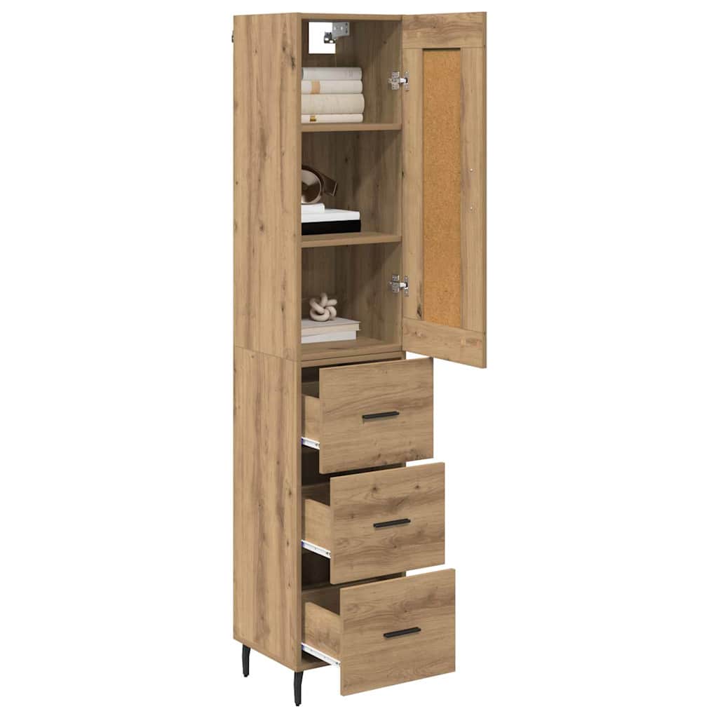vidaXL Highboard Artisan Oak 34,5 x 34 x 180 εκ. Επεξεργασμένο ξύλο