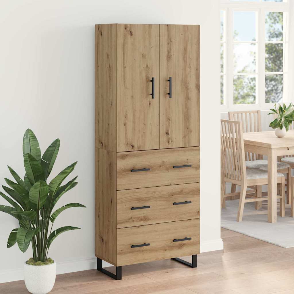 vidaXL Highboard με συρτάρι 2 pcs Artisan Oak Σύνθετο Ξύλο και Γυαλί