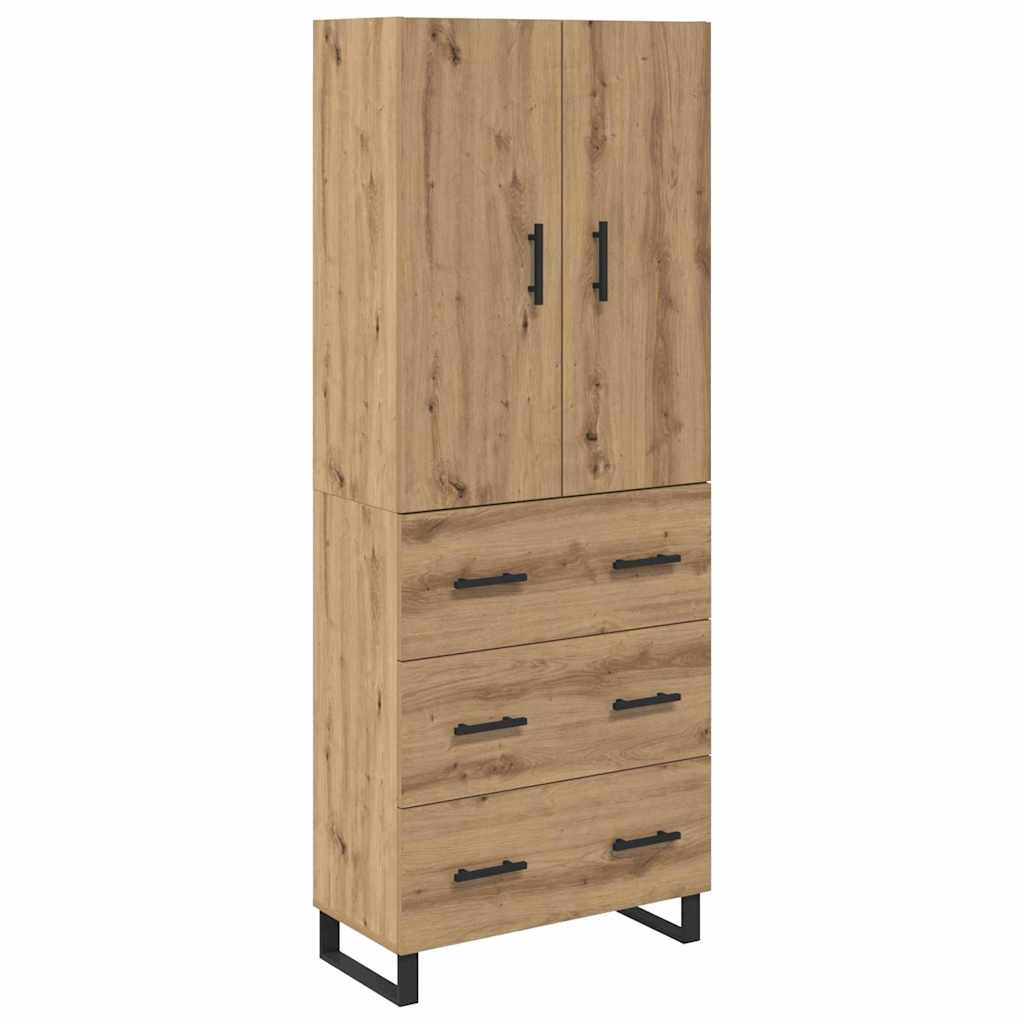vidaXL Highboard με συρτάρι 2 pcs Artisan Oak Σύνθετο Ξύλο και Γυαλί