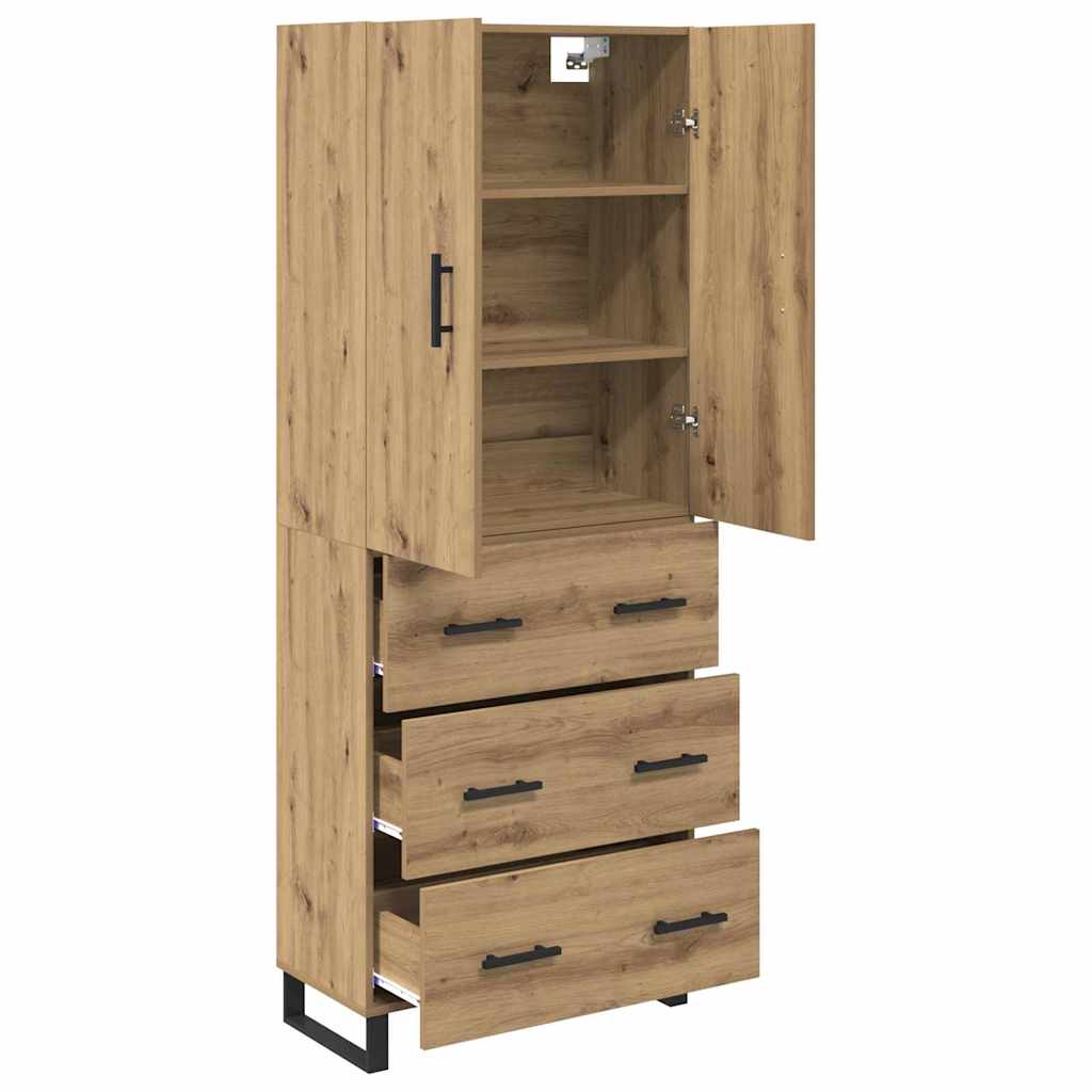 vidaXL Highboard με συρτάρι 2 pcs Artisan Oak Σύνθετο Ξύλο και Γυαλί