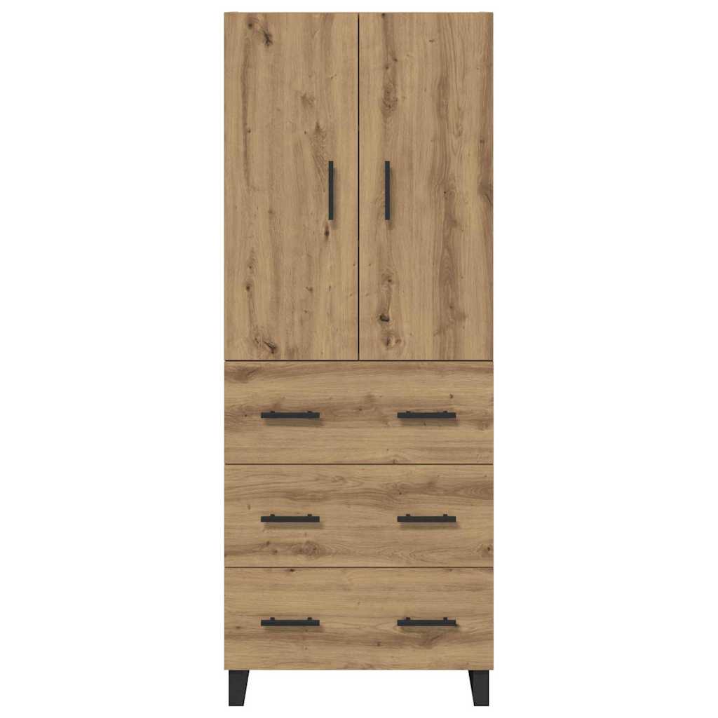 vidaXL Highboard με συρτάρι 2 pcs Artisan Oak Σύνθετο Ξύλο και Γυαλί