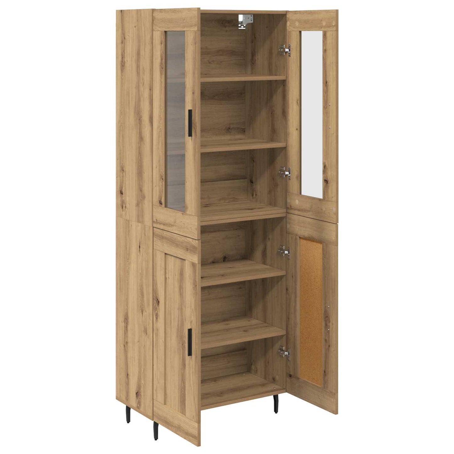 vidaXL Highboard 2 pcs Artisan Oak Σύνθετο Ξύλο και Γυαλί