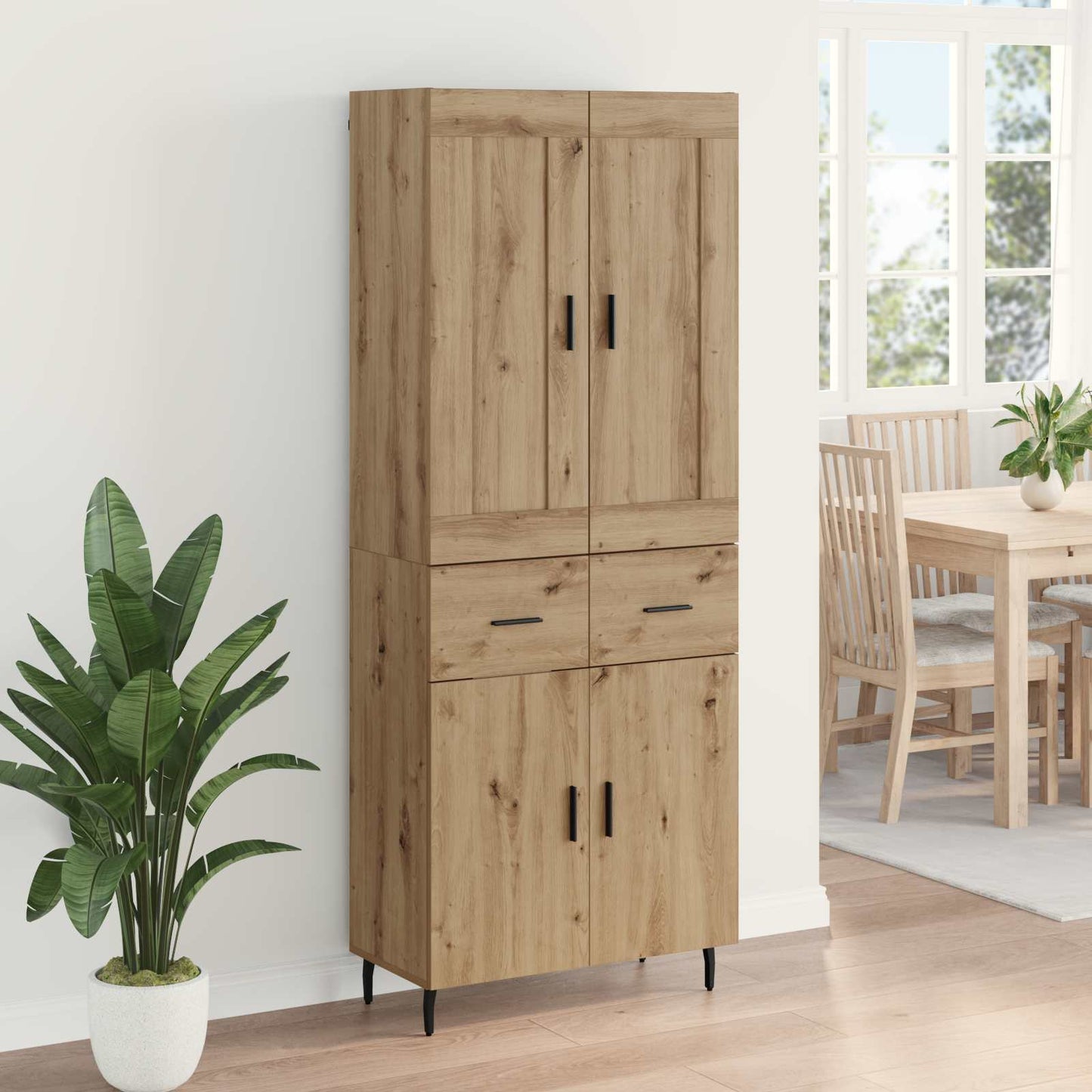 vidaXL Highboard με συρτάρι 2 pcs Artisan Oak Σύνθετο Ξύλο και Γυαλί