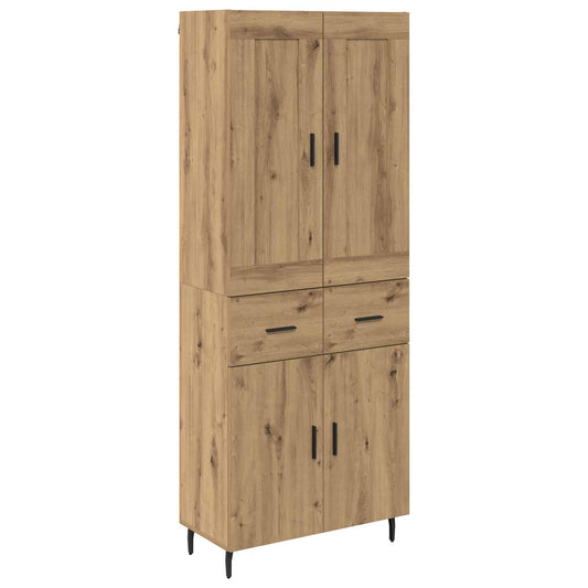 vidaXL Highboard με συρτάρι 2 pcs Artisan Oak Σύνθετο Ξύλο και Γυαλί