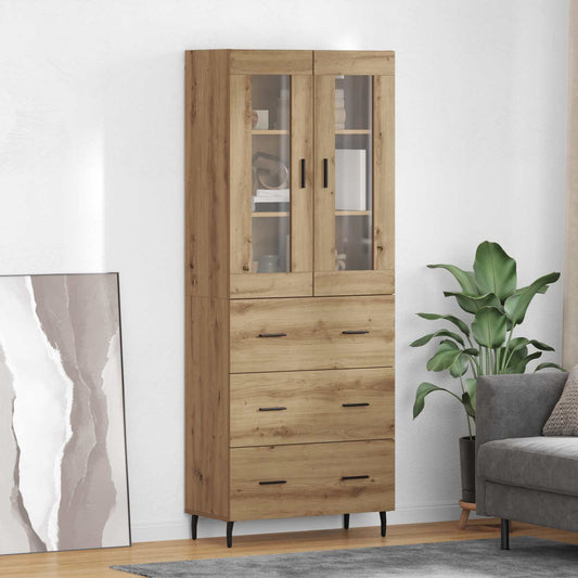 vidaXL Highboard με συρτάρι 2 pcs Artisan Oak Σύνθετο Ξύλο και Γυαλί