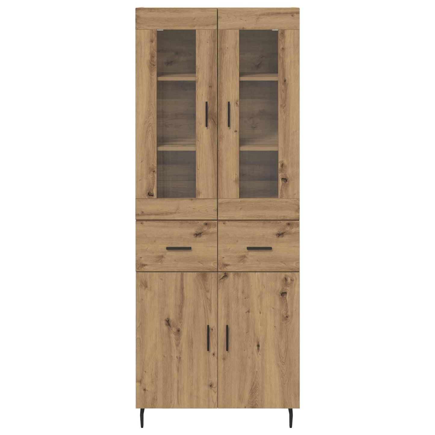 vidaXL Highboard με συρτάρι 2 pcs Artisan Oak Σύνθετο Ξύλο και Γυαλί