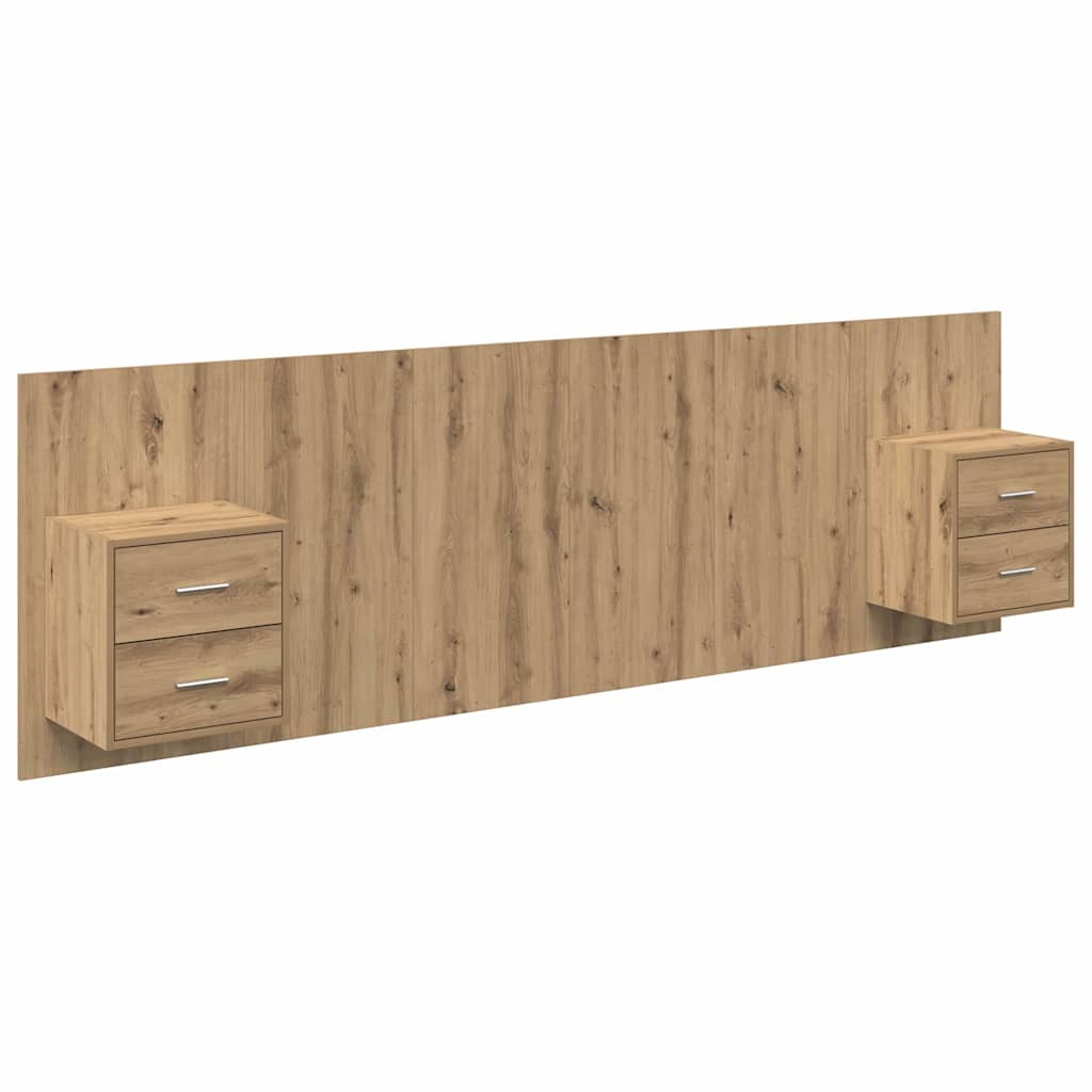 vidaXL Κεφαλή κρεβατιού με κομοδίνο με συρτάρι 3 pcs Artisan Oak