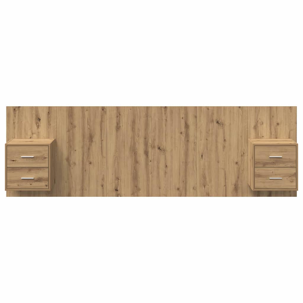 vidaXL Κεφαλή κρεβατιού με κομοδίνο με συρτάρι 3 pcs Artisan Oak