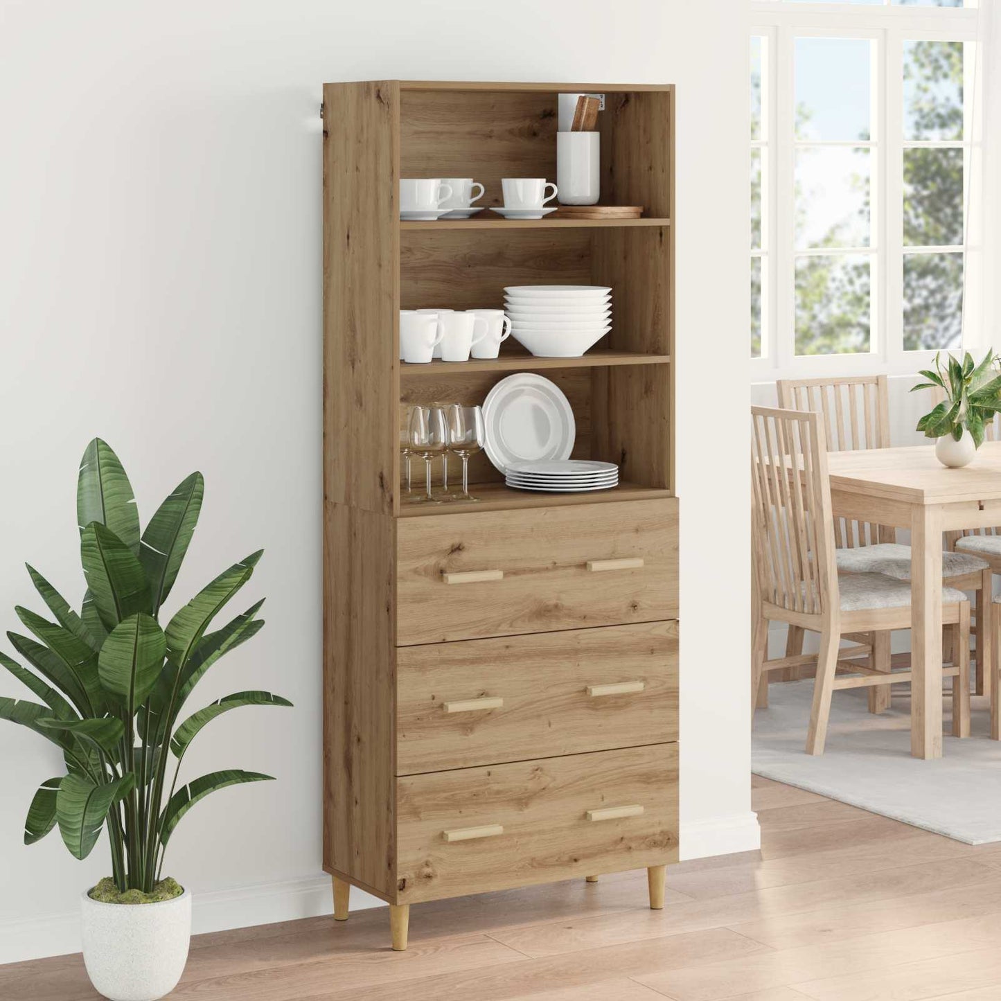 vidaXL Highboard Artisan Oak 69,5 x 32,5 x 180 εκ Επεξεργασμένο ξύλο