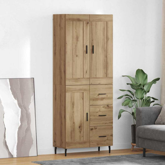vidaXL Highboard με συρτάρι 2 pcs Artisan Oak Σύνθετο Ξύλο και Γυαλί
