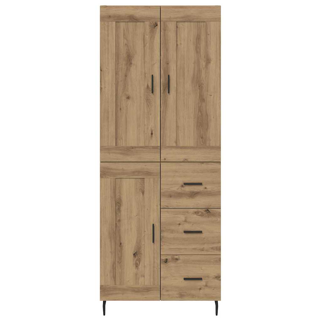 vidaXL Highboard με συρτάρι 2 pcs Artisan Oak Σύνθετο Ξύλο και Γυαλί