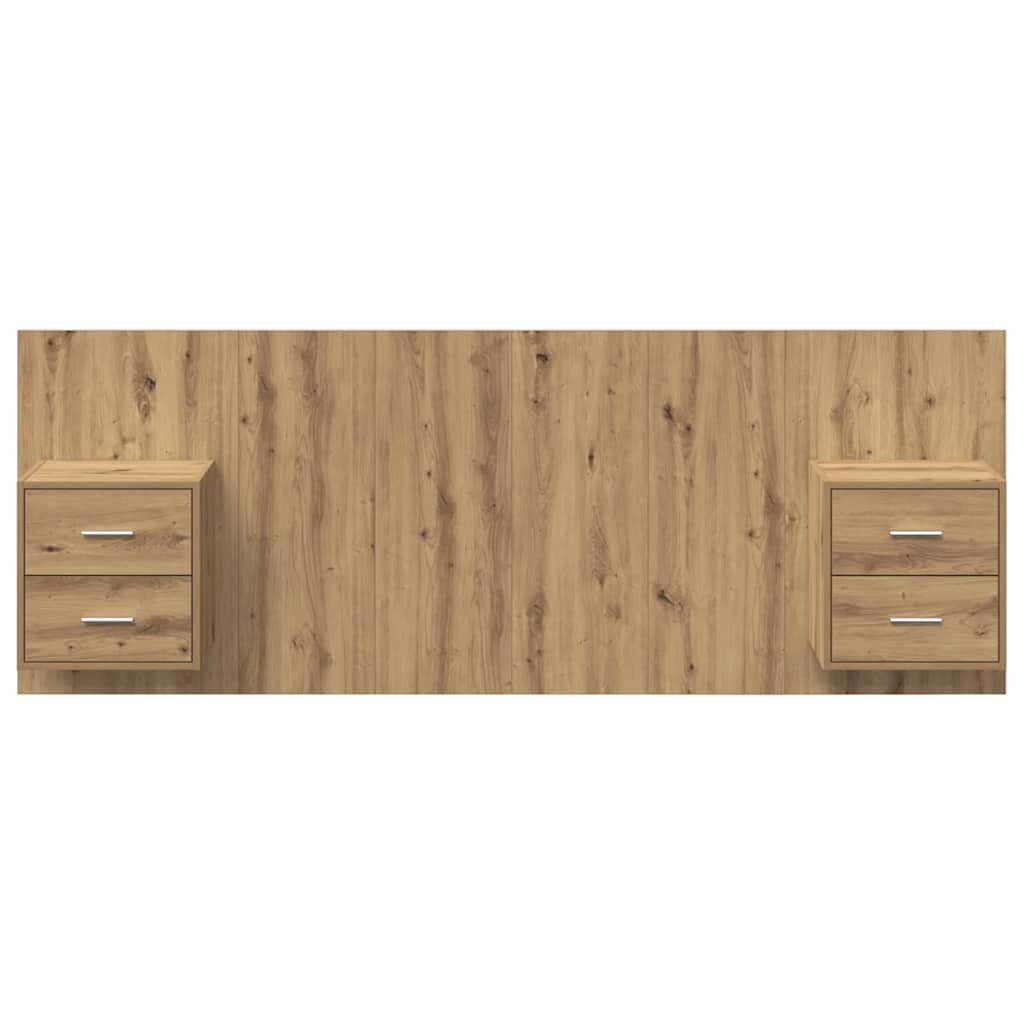 vidaXL Κεφαλή κρεβατιού με κομοδίνο με συρτάρι 3 pcs Artisan Oak