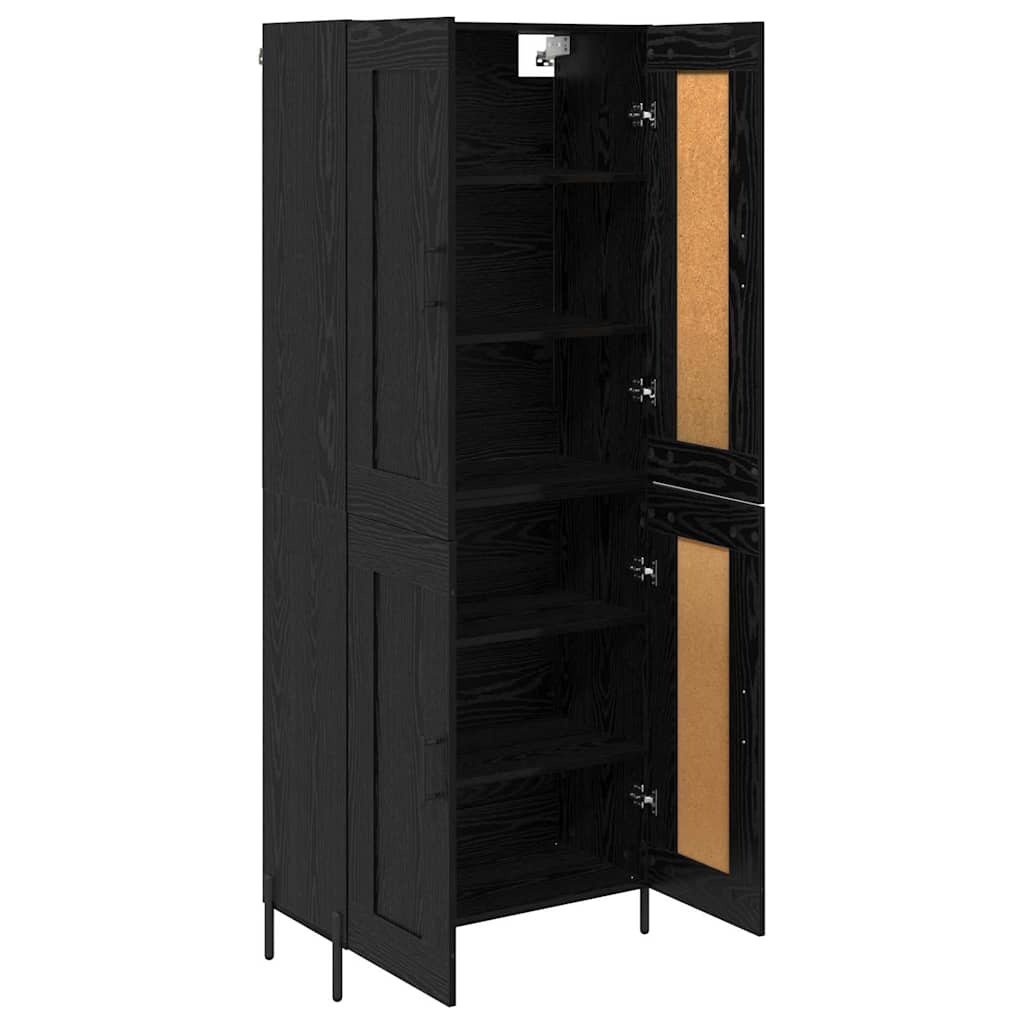 vidaXL Highboard 2 pcs Μαύρη Οξυά Επεξεργασμένο ξύλο