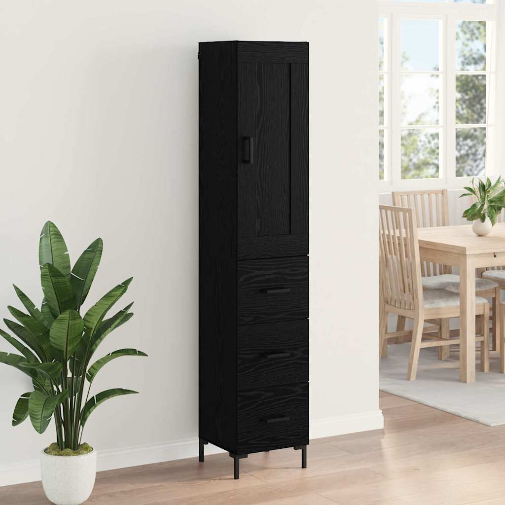 vidaXL Highboard Μαύρη Οξυά 34,5 x 34 x 180 εκ. Επεξεργασμένο ξύλο