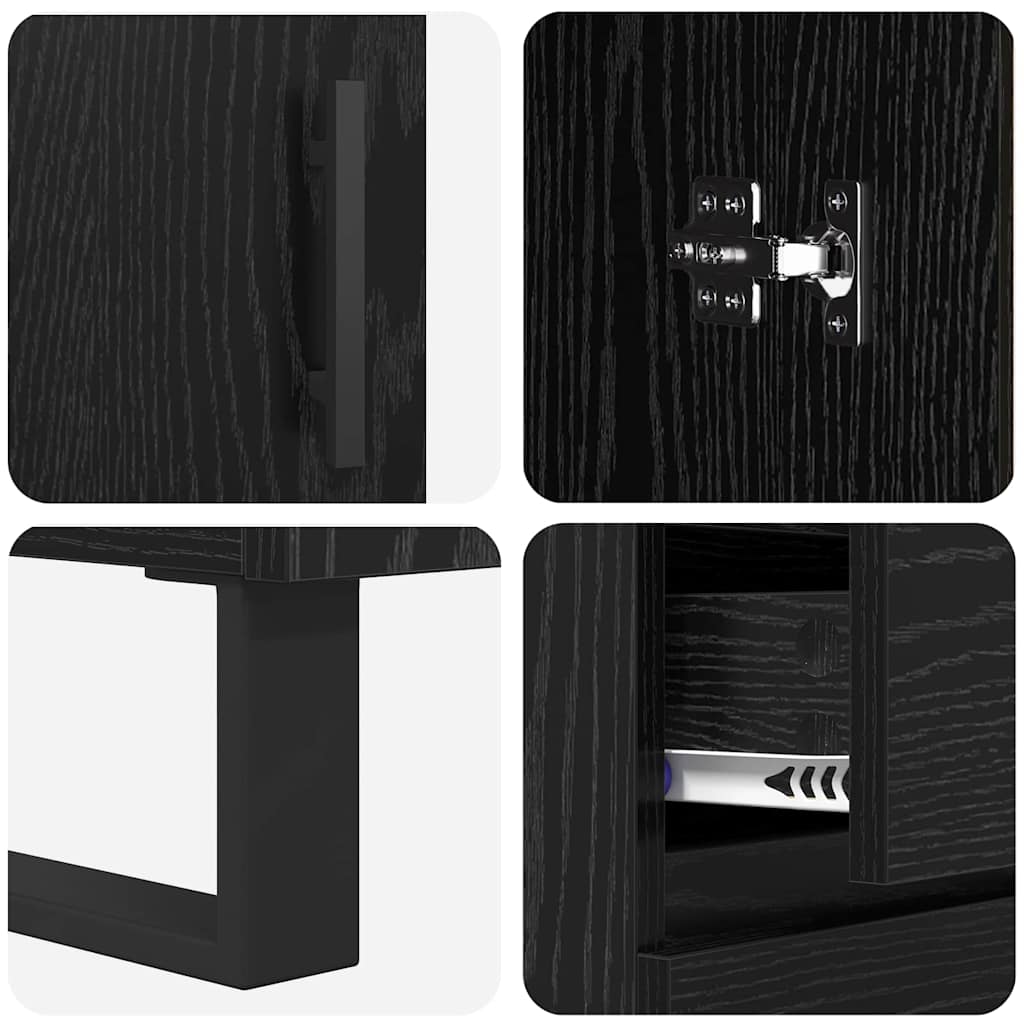 vidaXL Highboard Μαύρη Οξυά 69,5 x 34 x 180 εκ. Επεξεργασμένο ξύλο