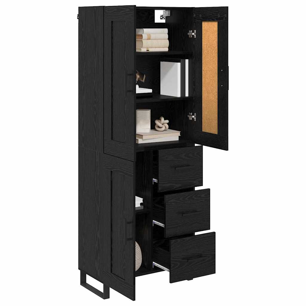 vidaXL Highboard Μαύρη Οξυά 69,5 x 34 x 180 εκ. Επεξεργασμένο ξύλο