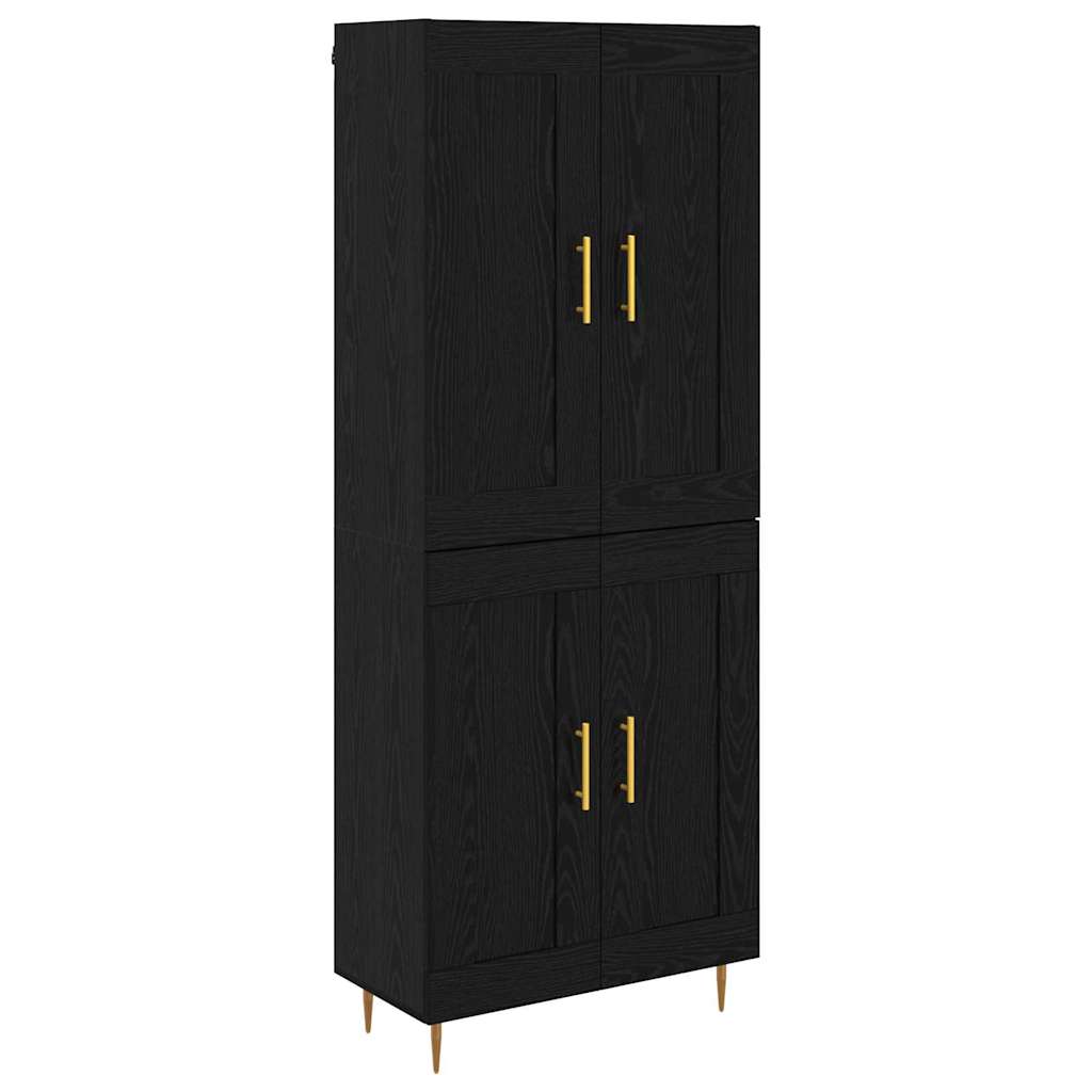 Highboard Μαύρη Οξυά 69,5 x 34 x 180 εκ. Επεξεργασμένο ξύλο