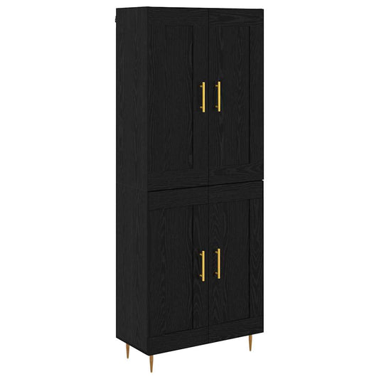 Highboard Μαύρη Οξυά 69,5 x 34 x 180 εκ. Επεξεργασμένο ξύλο