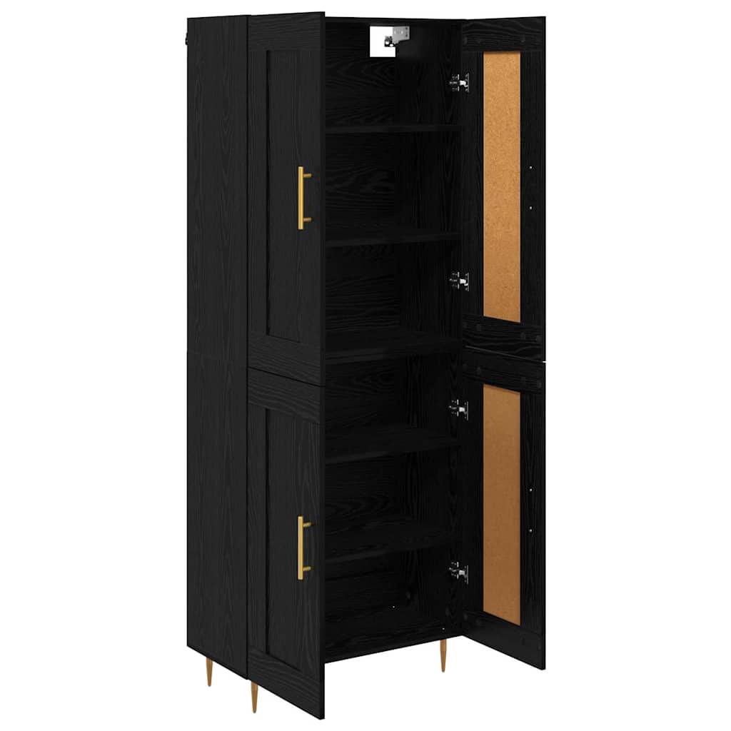 Highboard Μαύρη Οξυά 69,5 x 34 x 180 εκ. Επεξεργασμένο ξύλο