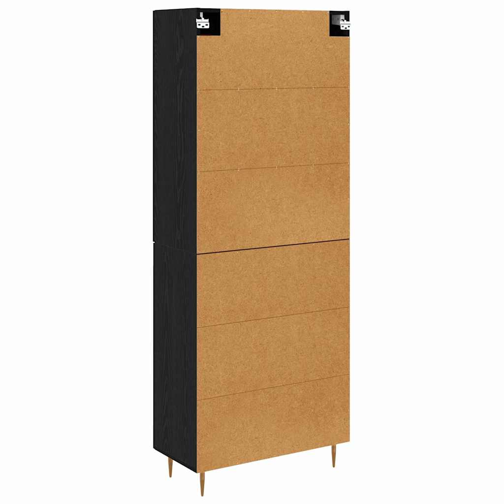 Highboard Μαύρη Οξυά 69,5 x 34 x 180 εκ. Επεξεργασμένο ξύλο