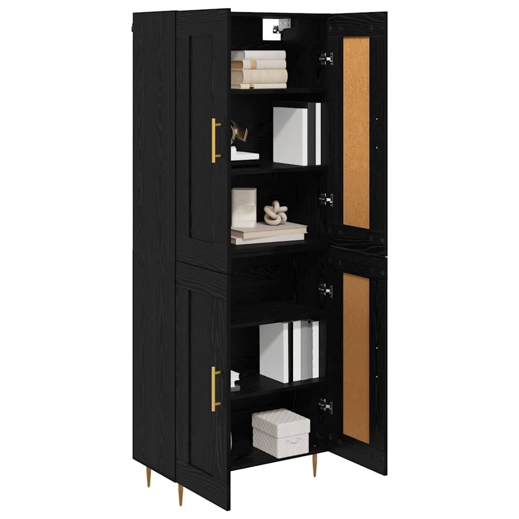Highboard Μαύρη Οξυά 69,5 x 34 x 180 εκ. Επεξεργασμένο ξύλο