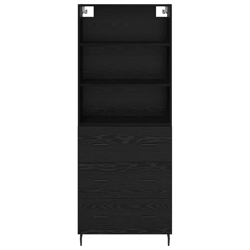 vidaXL Highboard Μαύρη Οξυά 69,5 x 34 x 180 εκ. Σύνθετο Ξύλο και Γυαλί
