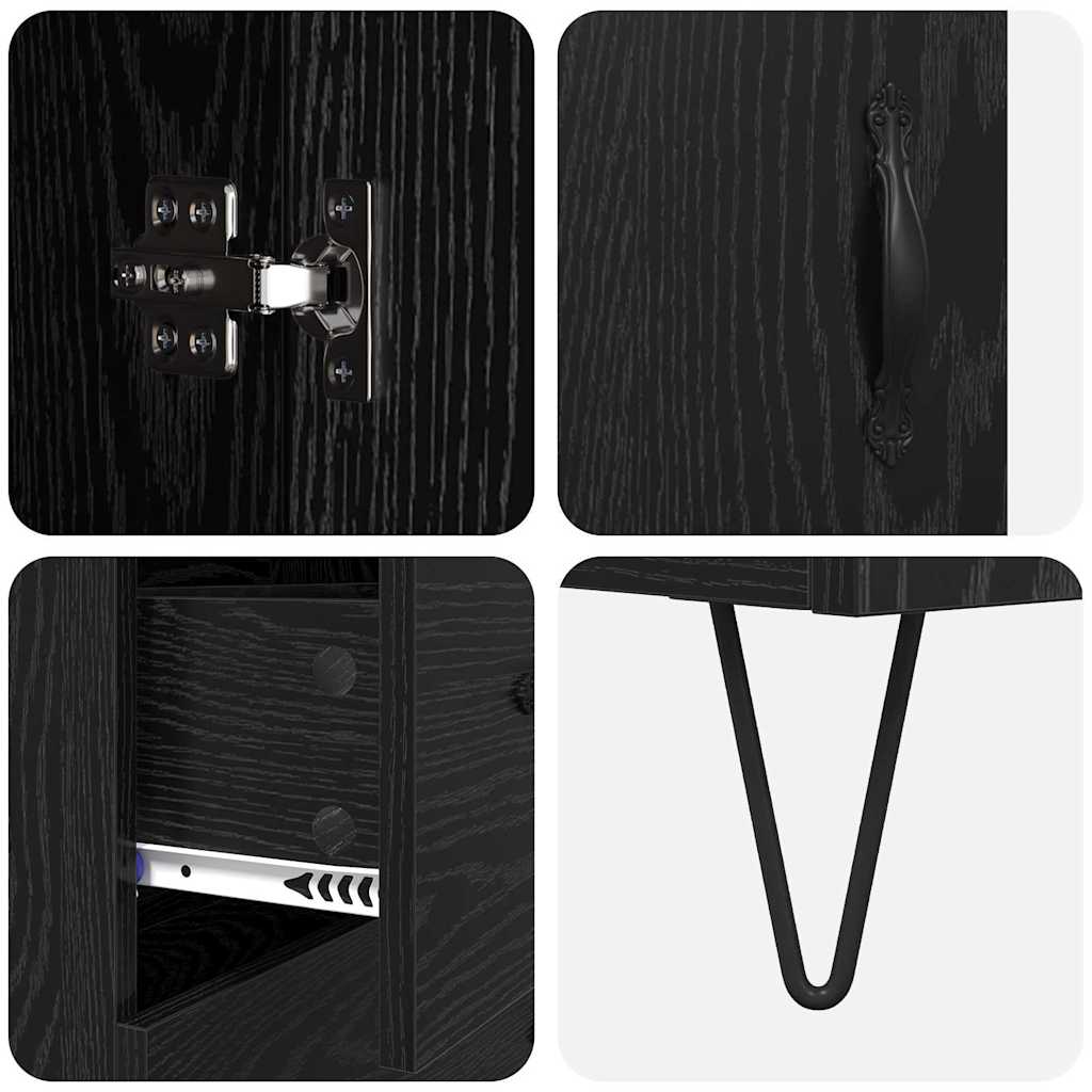 vidaXL Highboard Μαύρη Οξυά 69,5 x 34 x 180 εκ. Επεξεργασμένο ξύλο