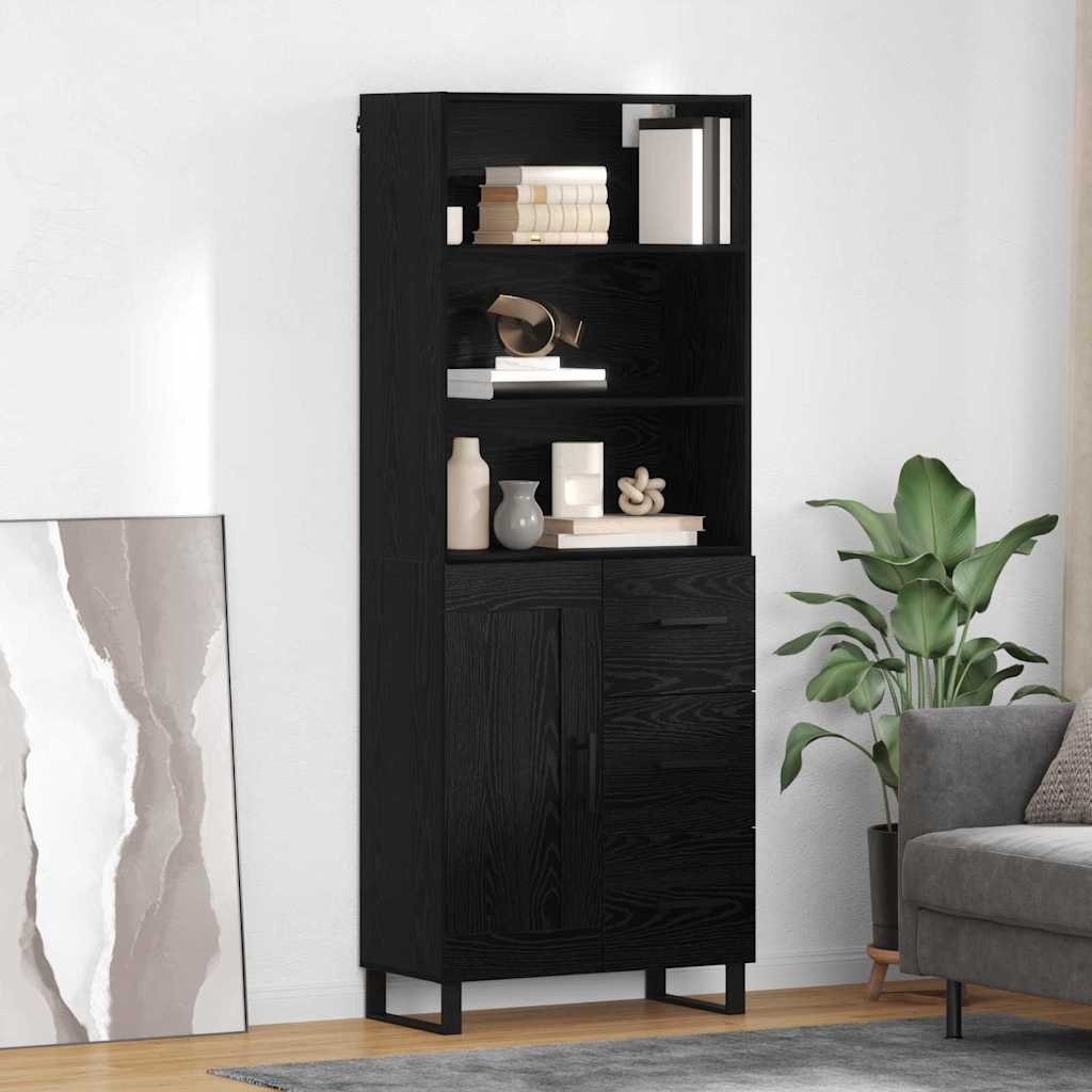 vidaXL Highboard Μαύρη Οξυά 69,5 x 34 x 180 εκ. Επεξεργασμένο ξύλο