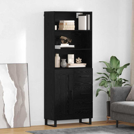 vidaXL Highboard Μαύρη Οξυά 69,5 x 34 x 180 εκ. Επεξεργασμένο ξύλο