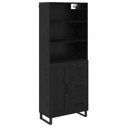 vidaXL Highboard με συρτάρι 2 pcs Μαύρη Οξυά Επεξεργασμένο ξύλο