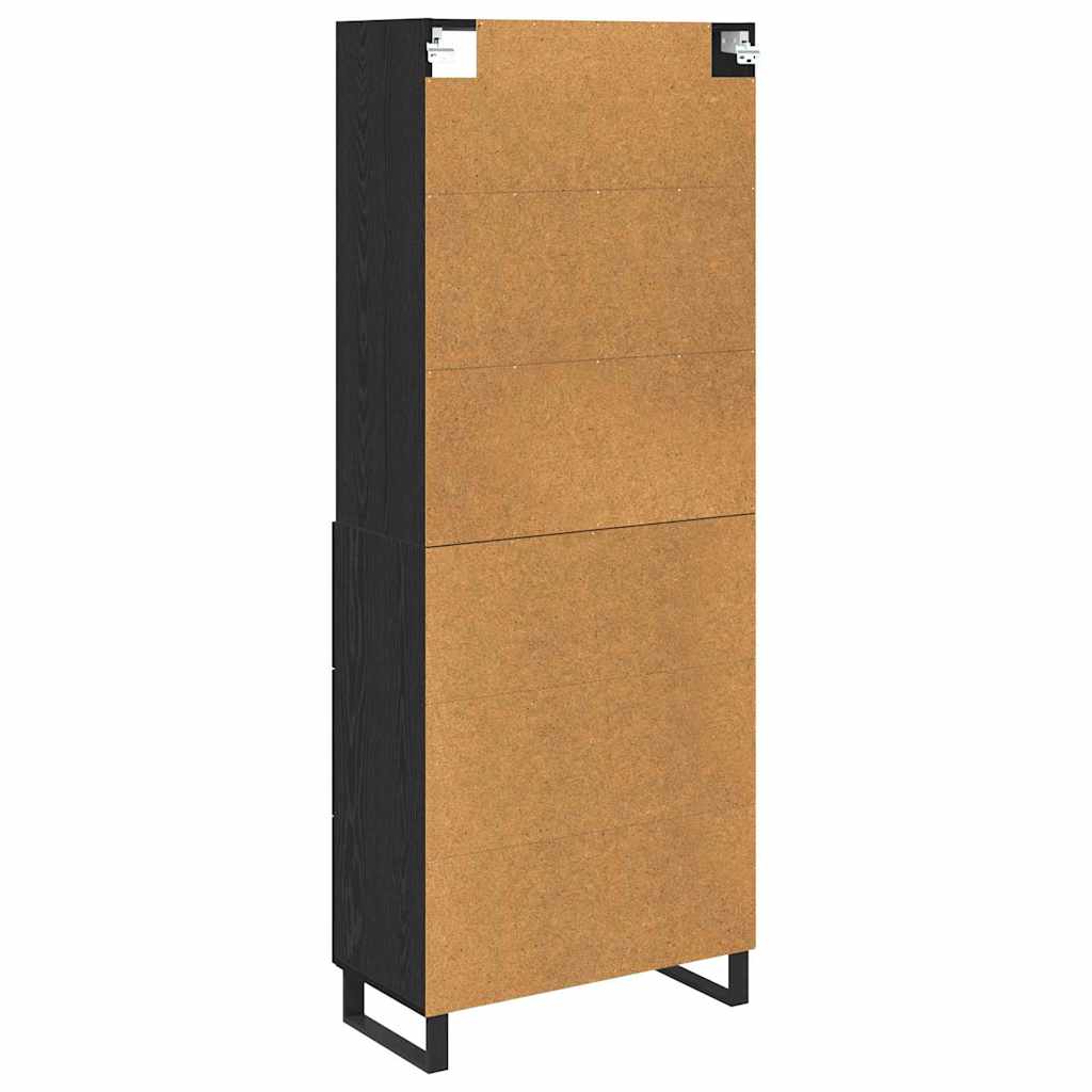 vidaXL Highboard Μαύρη Οξυά 69,5 x 34 x 180 εκ. Επεξεργασμένο ξύλο