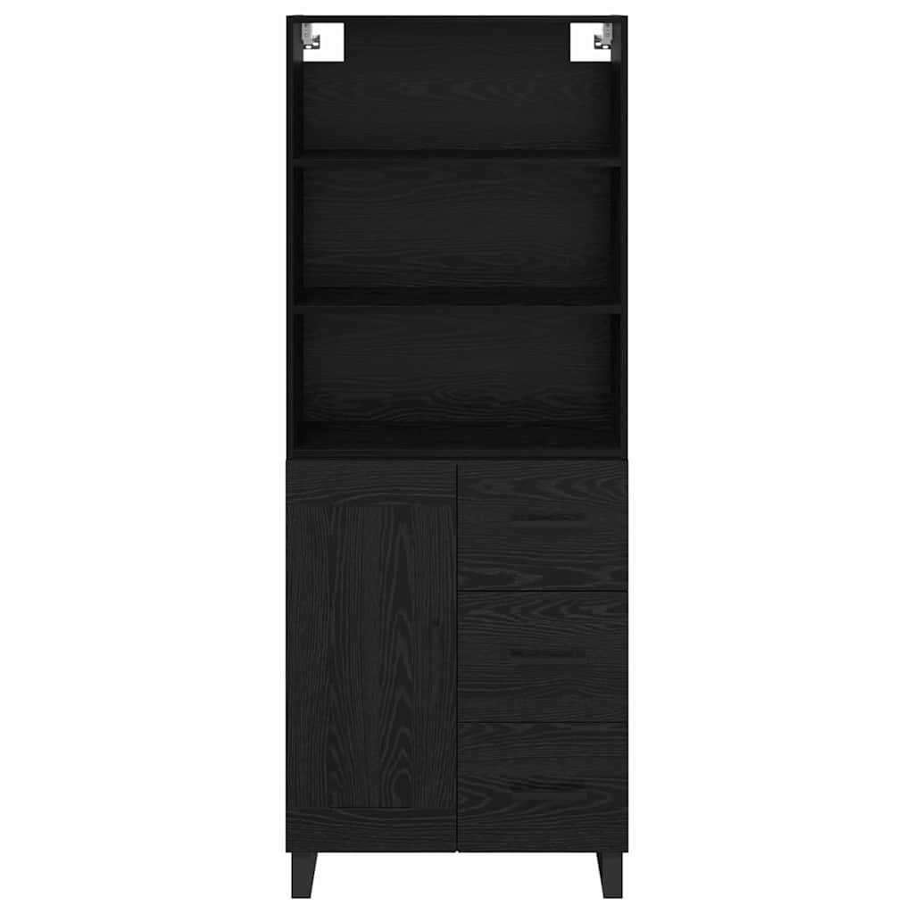 vidaXL Highboard Μαύρη Οξυά 69,5 x 34 x 180 εκ. Επεξεργασμένο ξύλο