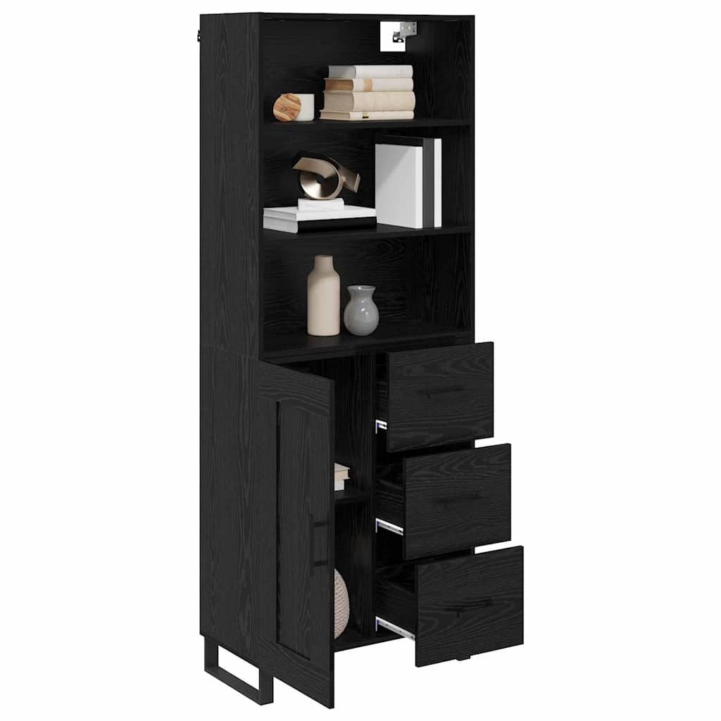 vidaXL Highboard Μαύρη Οξυά 69,5 x 34 x 180 εκ. Επεξεργασμένο ξύλο