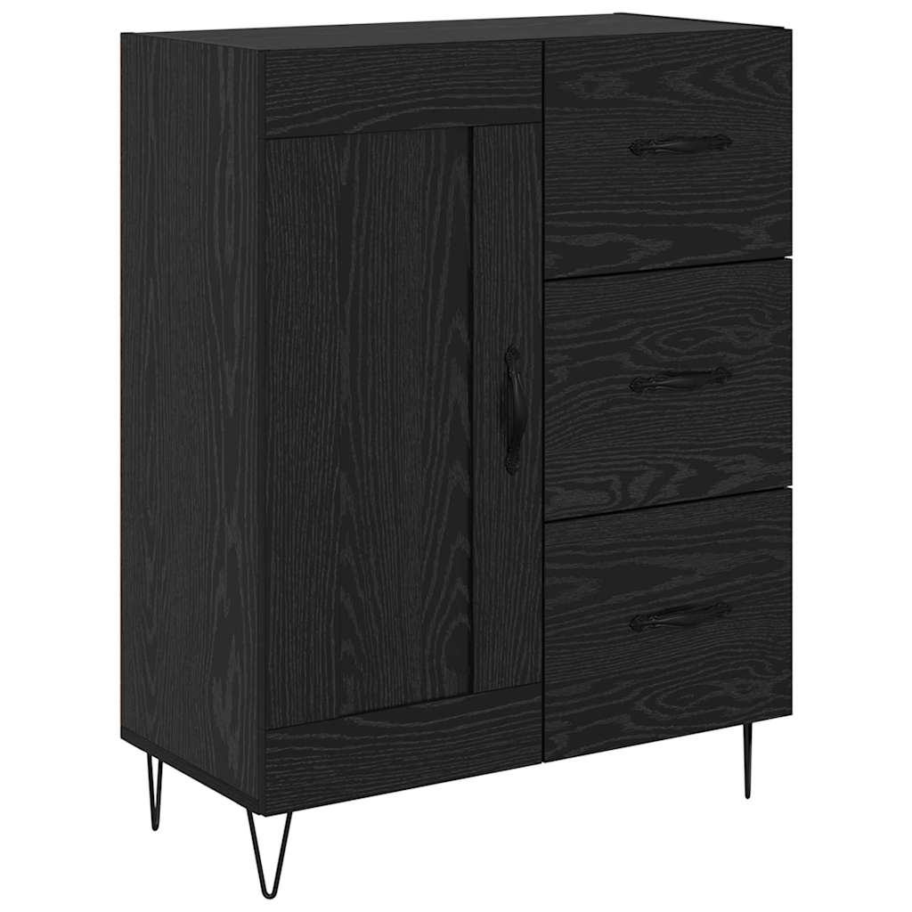 vidaXL Highboard με συρτάρι 2 pcs Μαύρη Οξυά Μηχανική ξυλεία και γυαλί