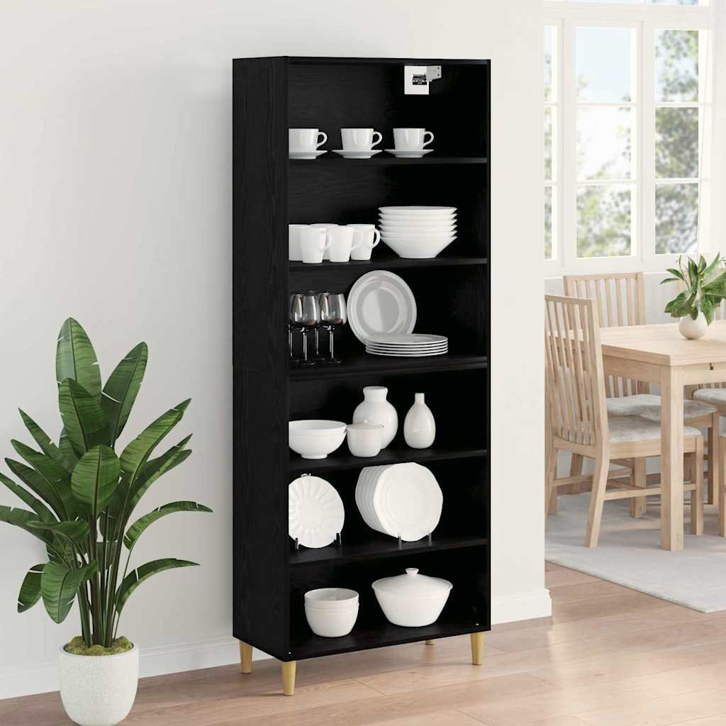 vidaXL Highboard Μαύρη Οξυά 69,5 x 32,5 x 180 εκ Επεξεργασμένο ξύλο