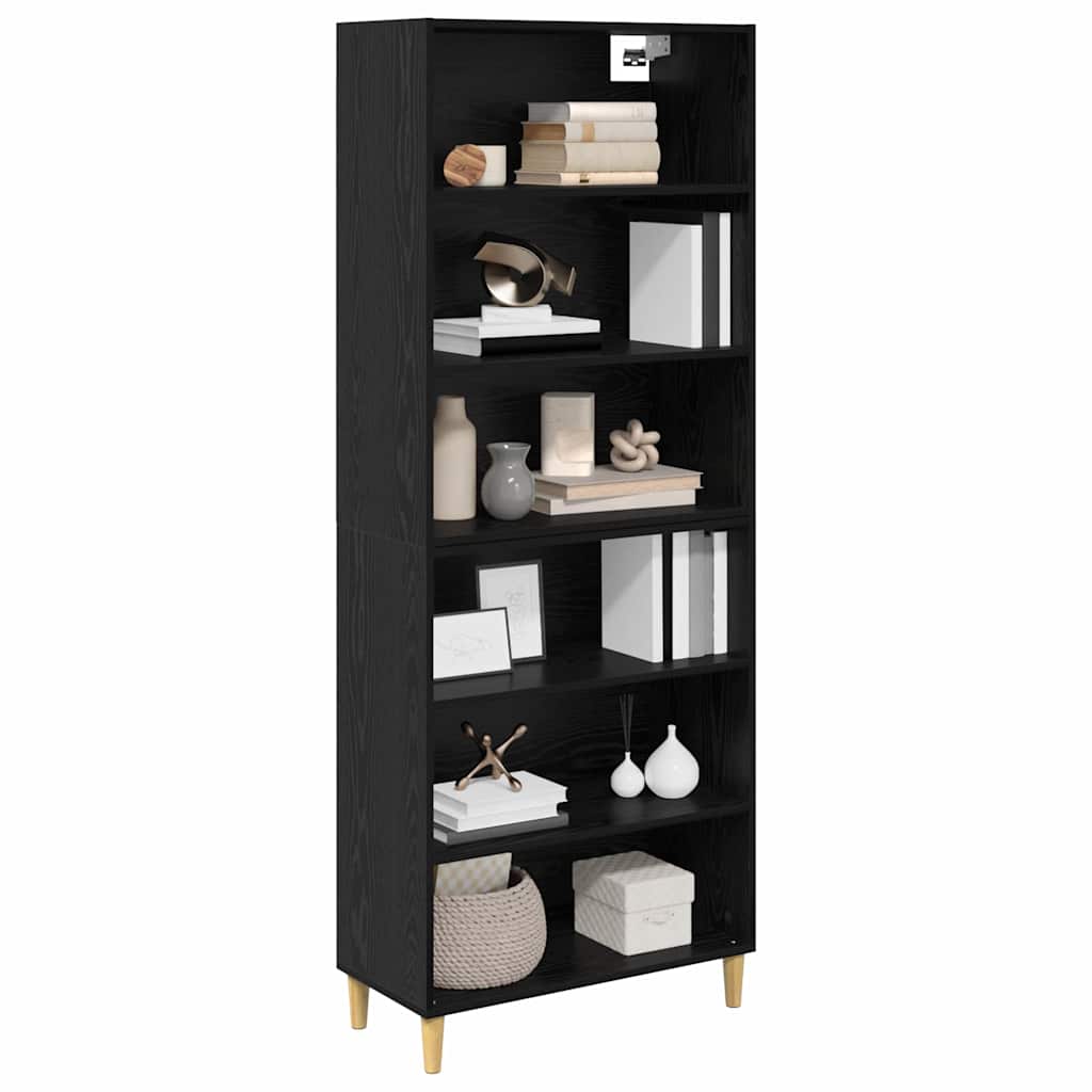 vidaXL Highboard Μαύρη Οξυά 69,5 x 32,5 x 180 εκ Επεξεργασμένο ξύλο