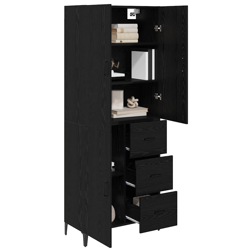 vidaXL Highboard Μαύρη Οξυά 69,5 x 34 x 180 εκ. Επεξεργασμένο ξύλο