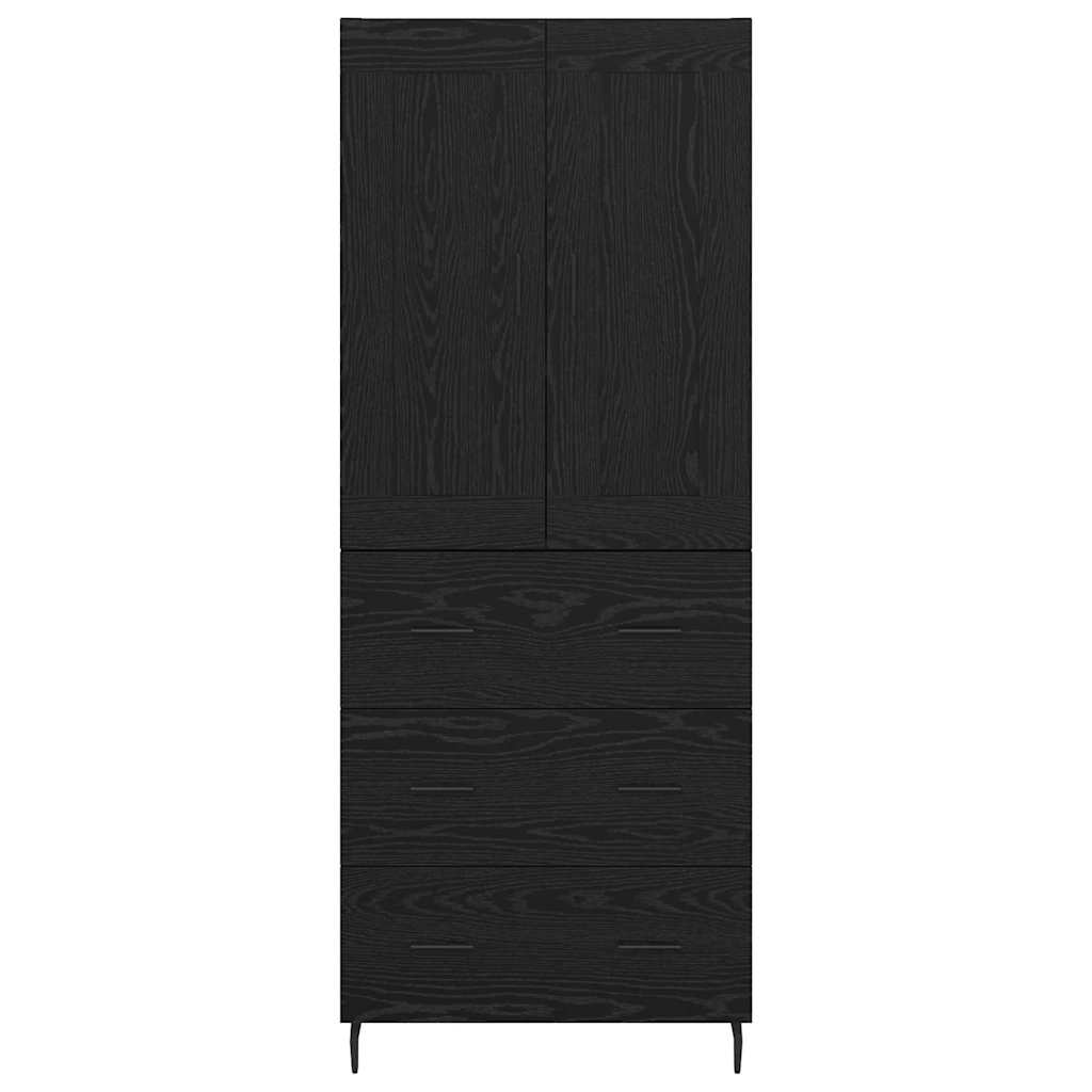 vidaXL Highboard με συρτάρι 2 pcs Μαύρη Οξυά Σύνθετο Ξύλο και Γυαλί